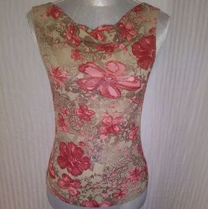 Charlotte Russe Sleeveless Sheer Floral Shirt